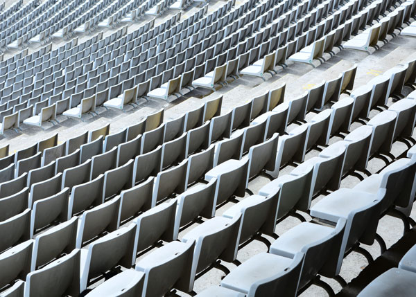 Clean stadium seating rows